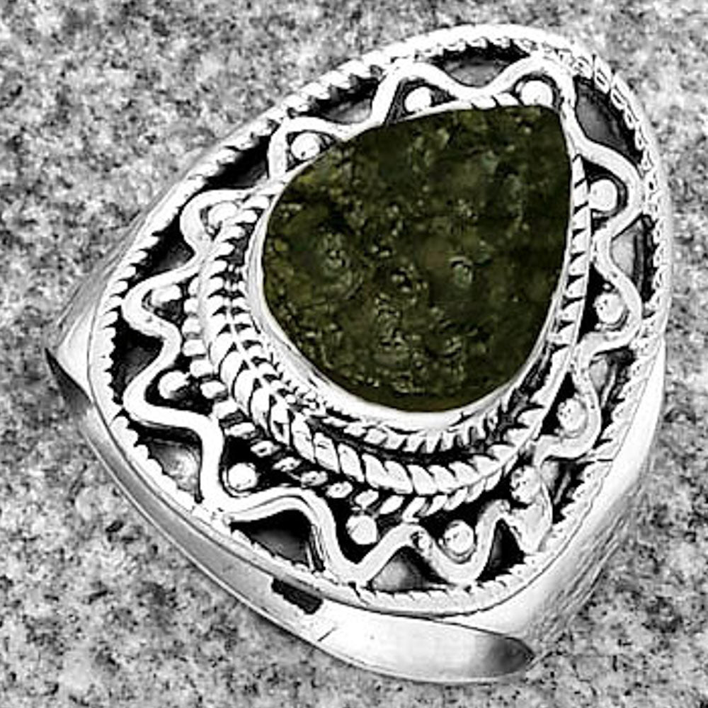 Natural Tektite Rough - Greek Ring size-7 R-1501 SDR185734
