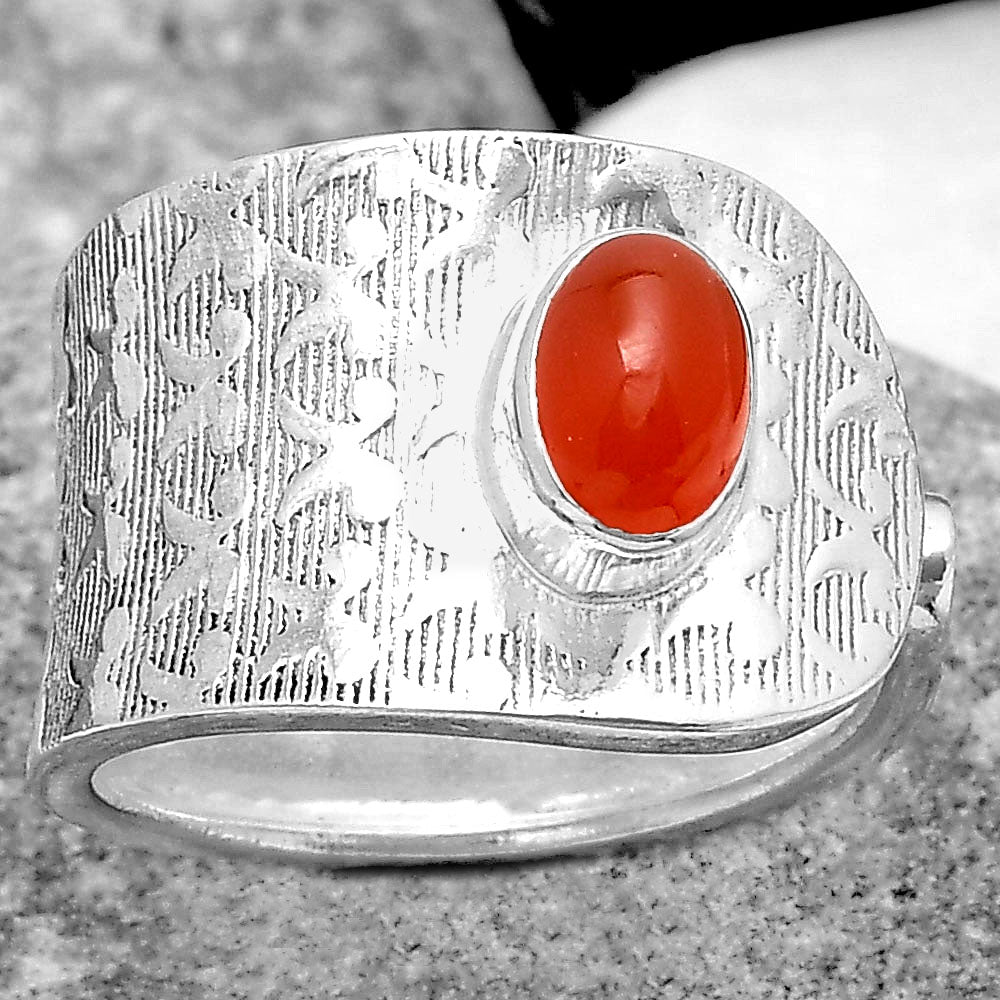 Adjustable - Natural Carnelian Ring size-7 R-1319 SDR187078