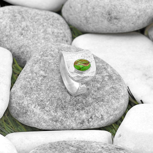 Adjustable - Copper Green Turquoise Ring size-6 R-1319 SDR187123