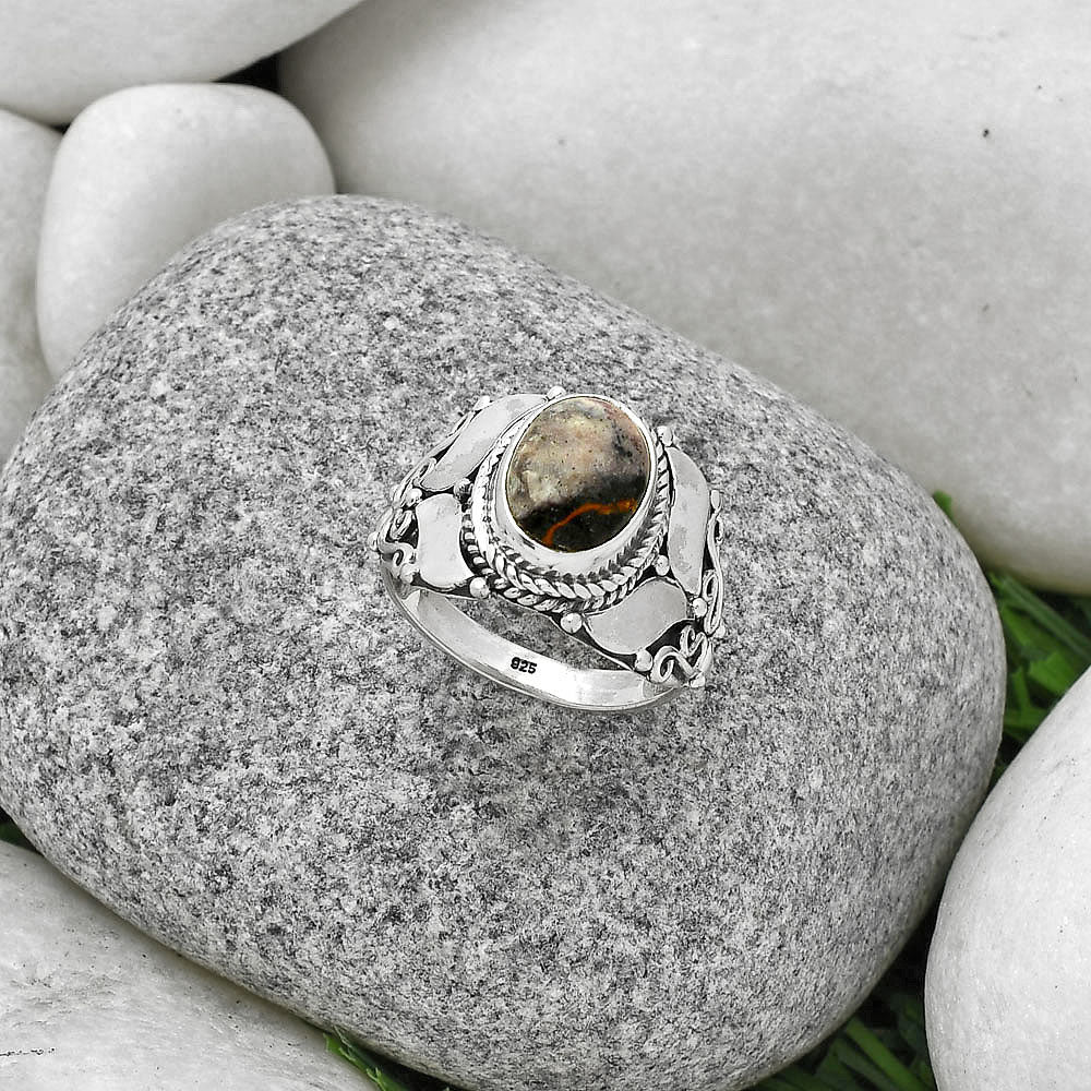 Natural Indian Blanket Jasper Ring size-7 R-1507 SDR188628