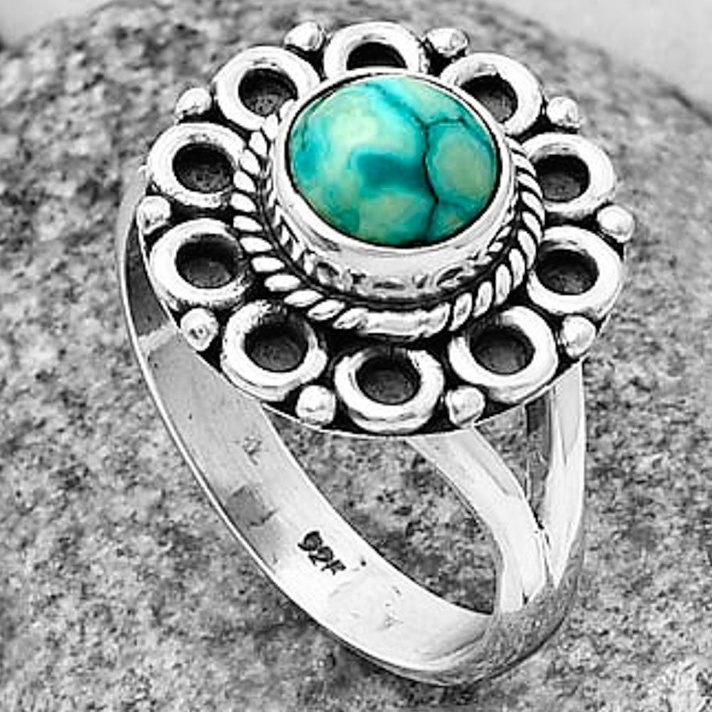 Natural Turquoise Magnesite Ring size-8 R-1256 SDR204525