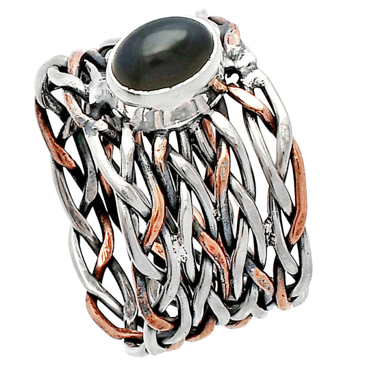 Two Tone - Natural Gray Moonstone Ring size-6.5 R-1589 SDR230029