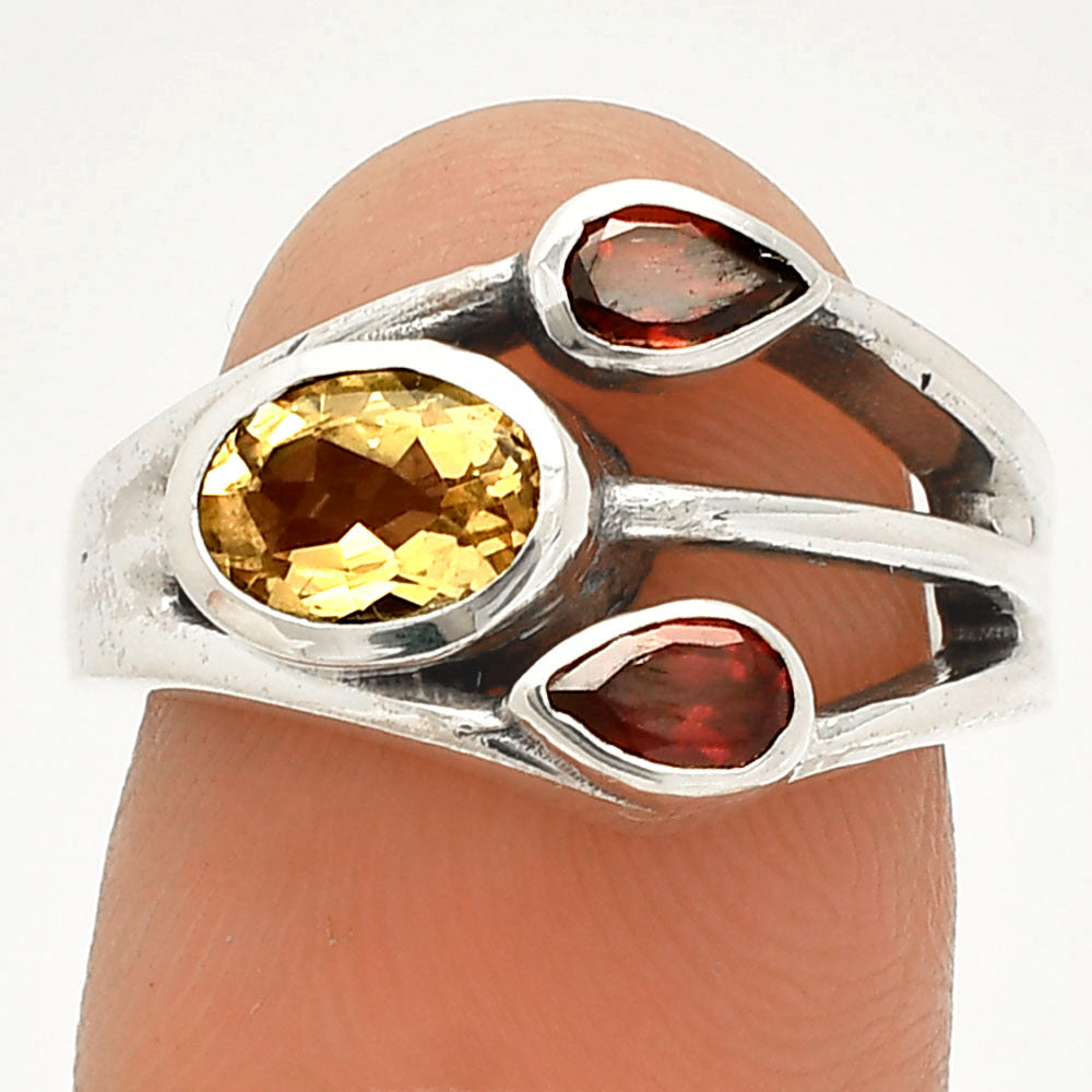 Natural Citrine & Garnet Ring size-6 R-1024 SDR233204