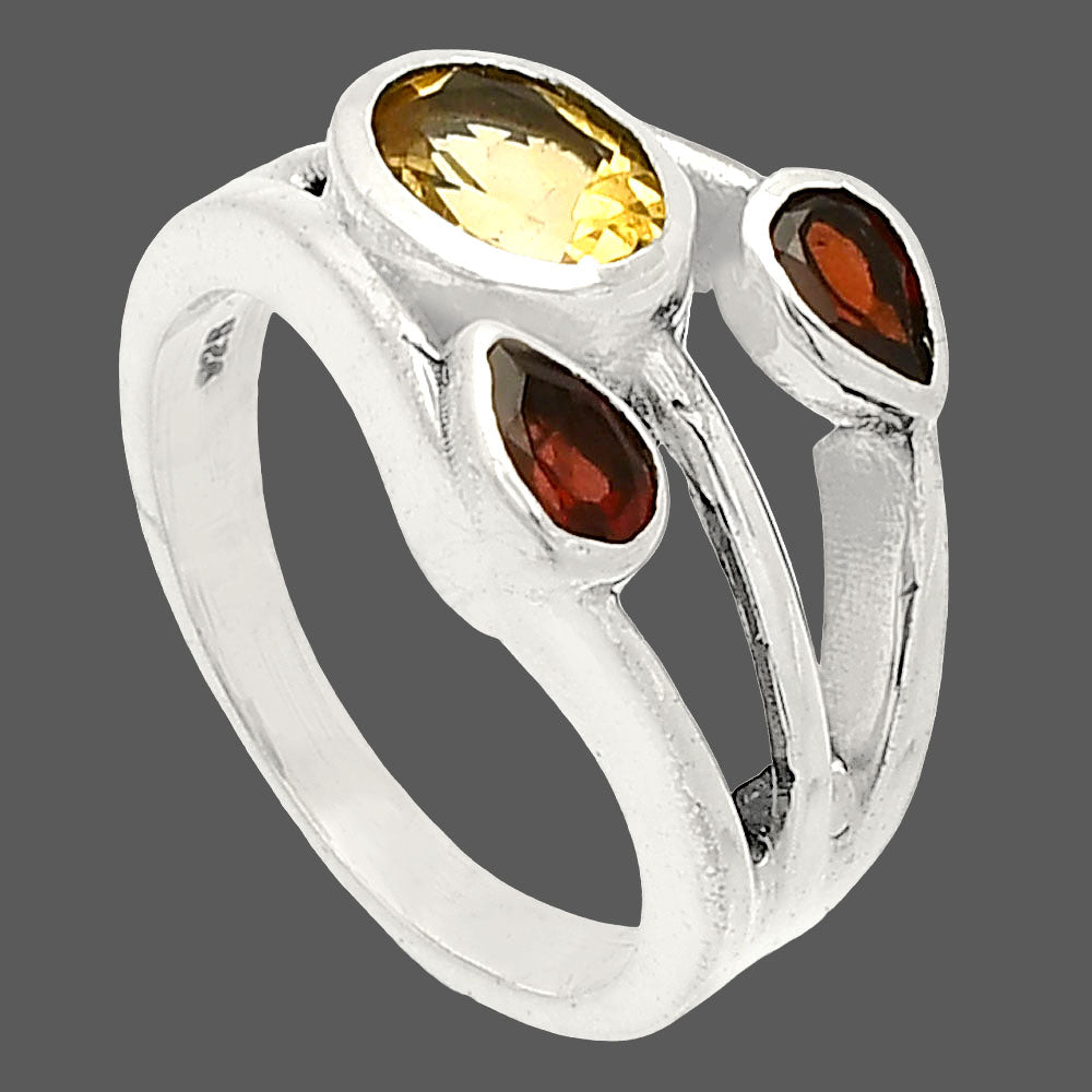 Natural Citrine & Garnet Ring size-6 R-1024 SDR233204