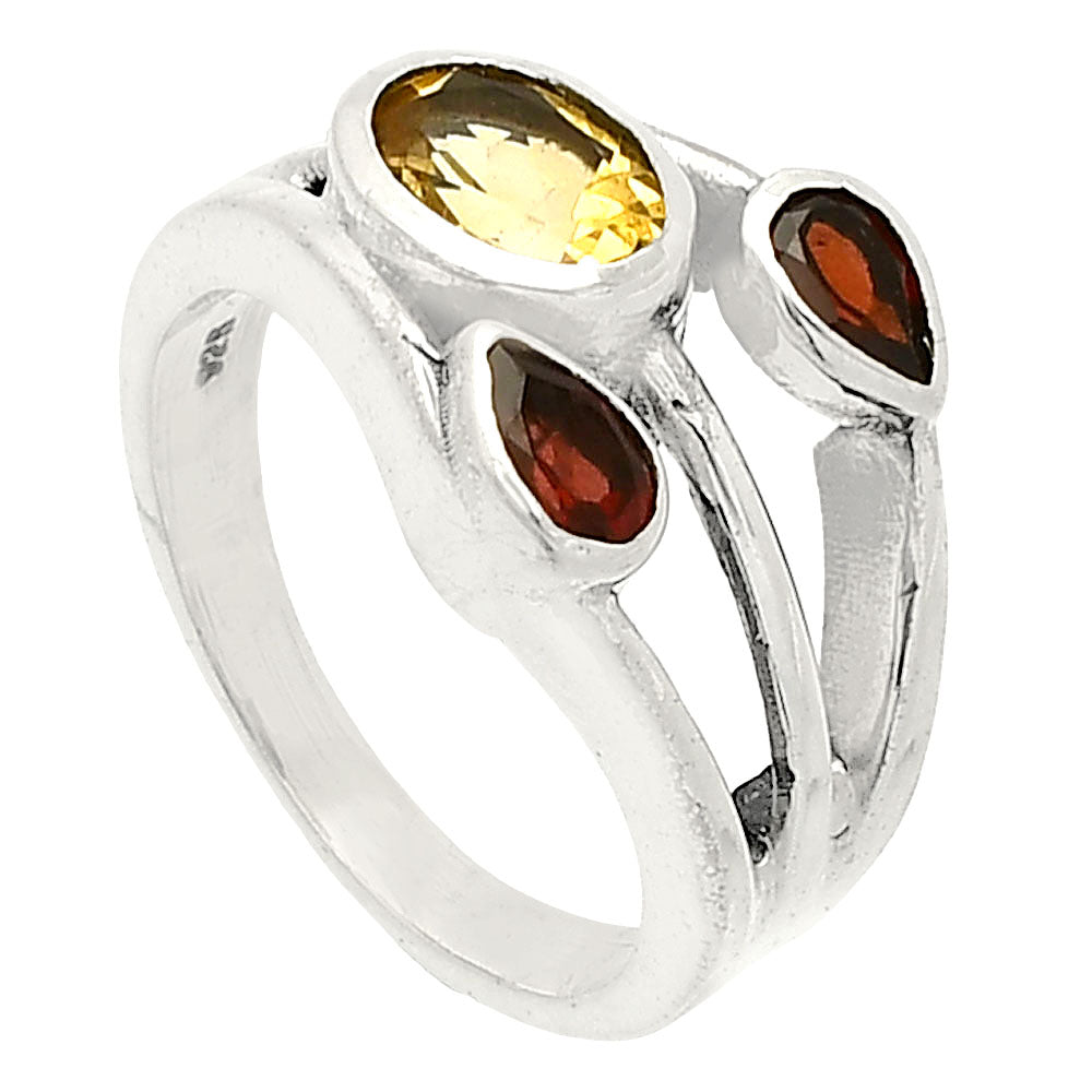 Natural Citrine & Garnet Ring size-6 R-1024 SDR233204