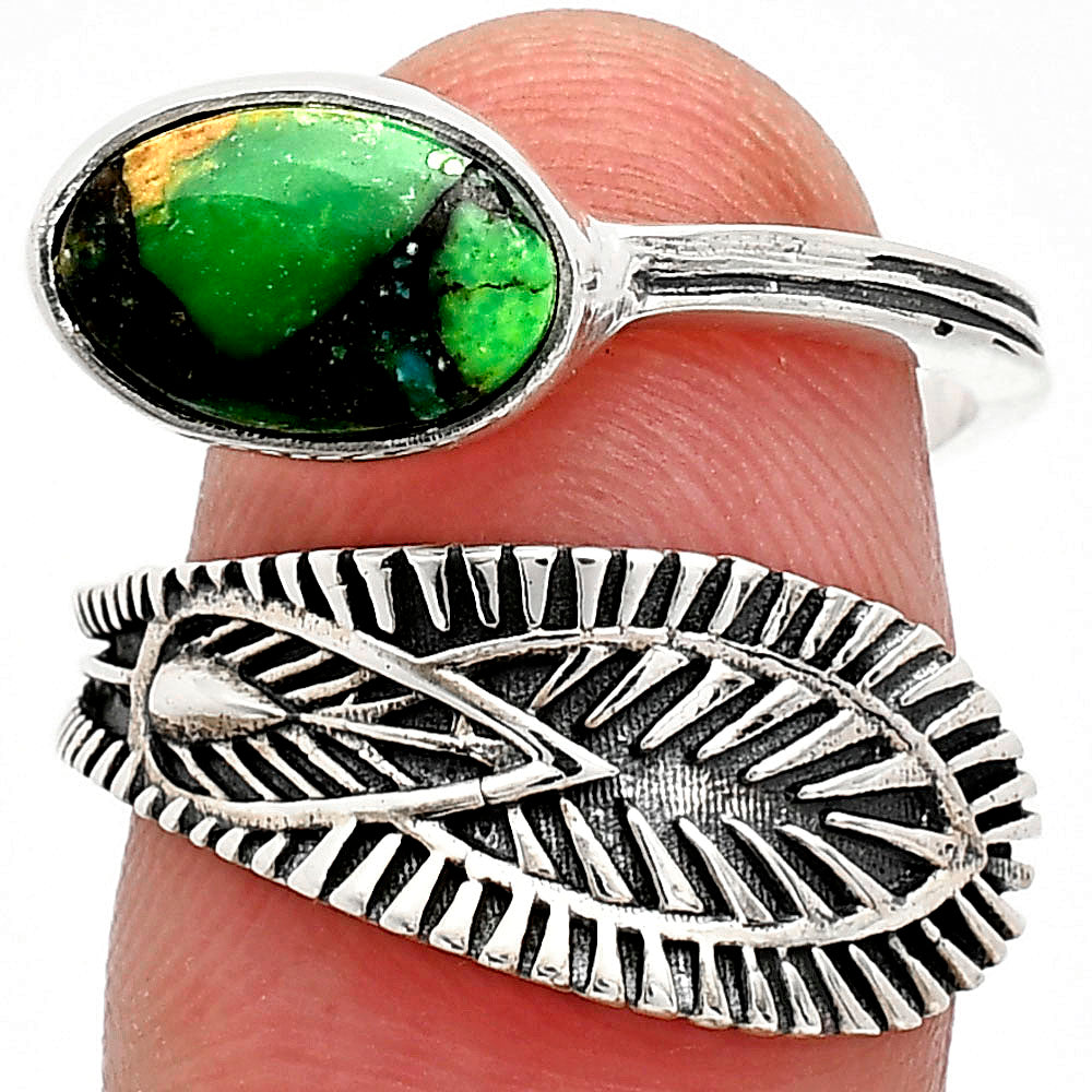 Adjustable Green Matrix Turquoise Ring size-7.5 R-1116 SDR243826
