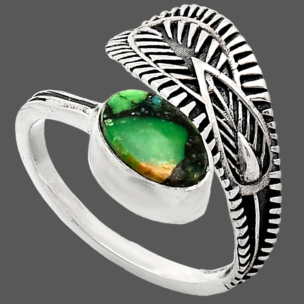 Adjustable Green Matrix Turquoise Ring size-7.5 R-1116 SDR243826