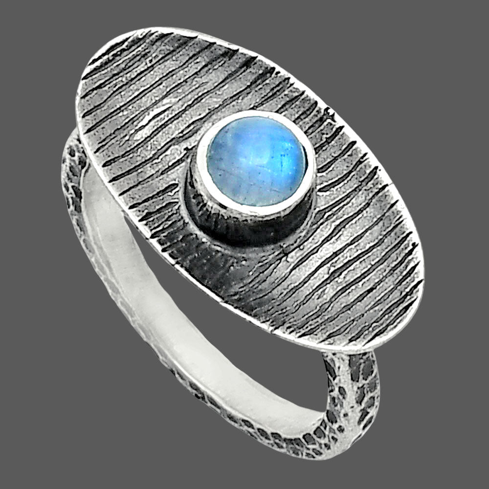 Natural Rainbow Moonstone - India Ring size-6 R-1573 SDR244288