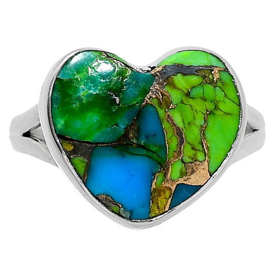 Heart Blue Turquoise In Green Mohave - USA Ring size-10 R-1073 SDR248932
