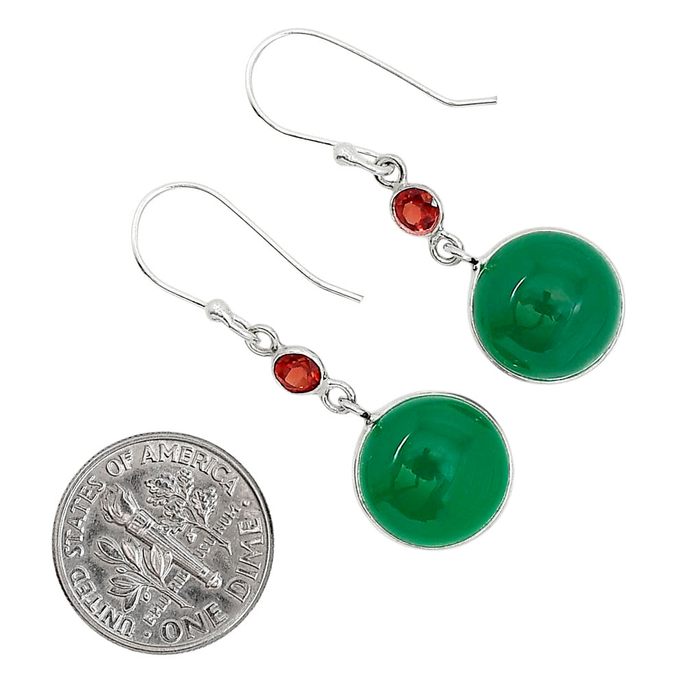 Green Onyx and Garnet Pendant Earrings Set T-1010 SDT03572