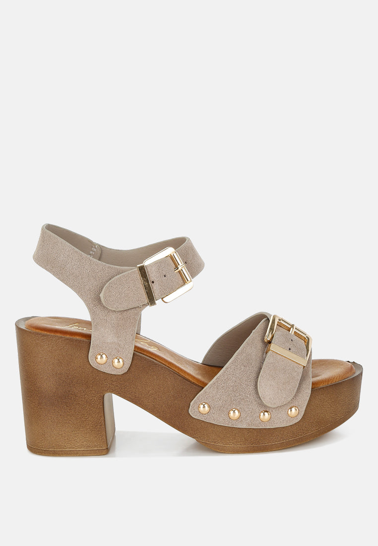 Lhasa Real Suede Leather Clog Sandals
