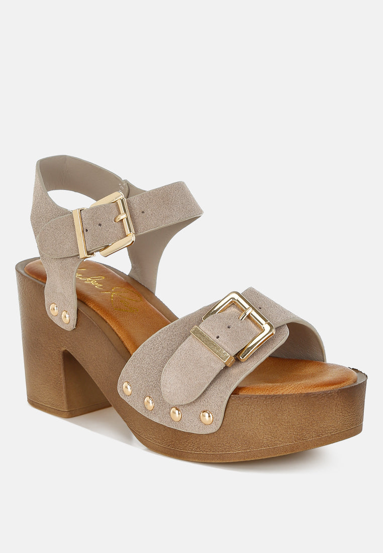 Lhasa Real Suede Leather Clog Sandals
