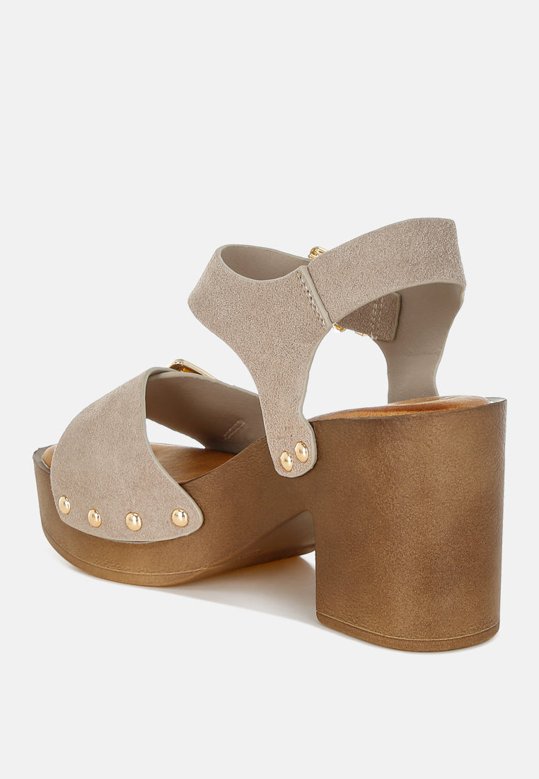 Lhasa Real Suede Leather Clog Sandals