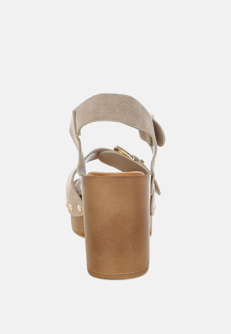 Lhasa Real Suede Leather Clog Sandals