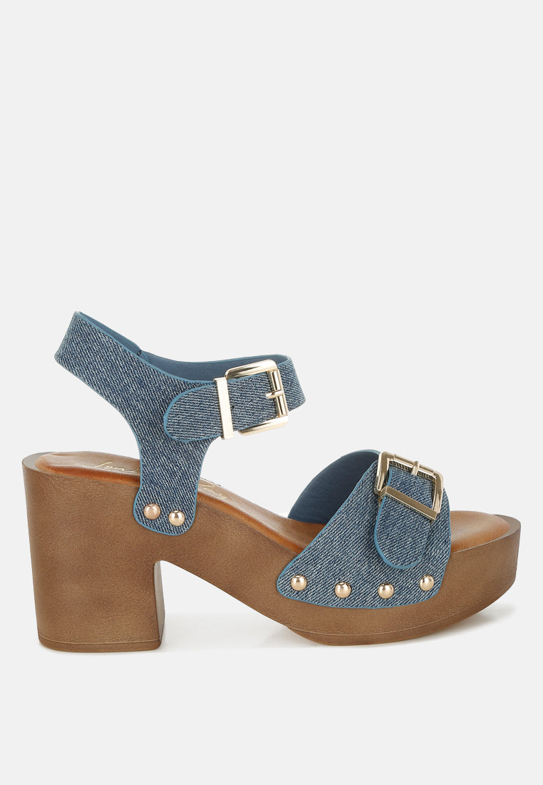 Vipasa Studded Denim Clog Sandals