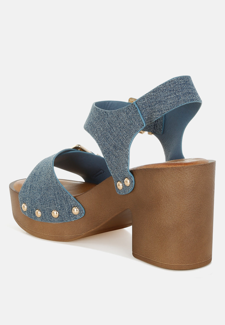 Vipasa Studded Denim Clog Sandals