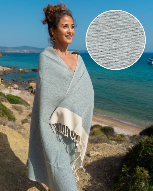 MANOLIA Beach Towel, Turkish Bath Hammam Towel, Spa & Sauna Towel - Turquoise