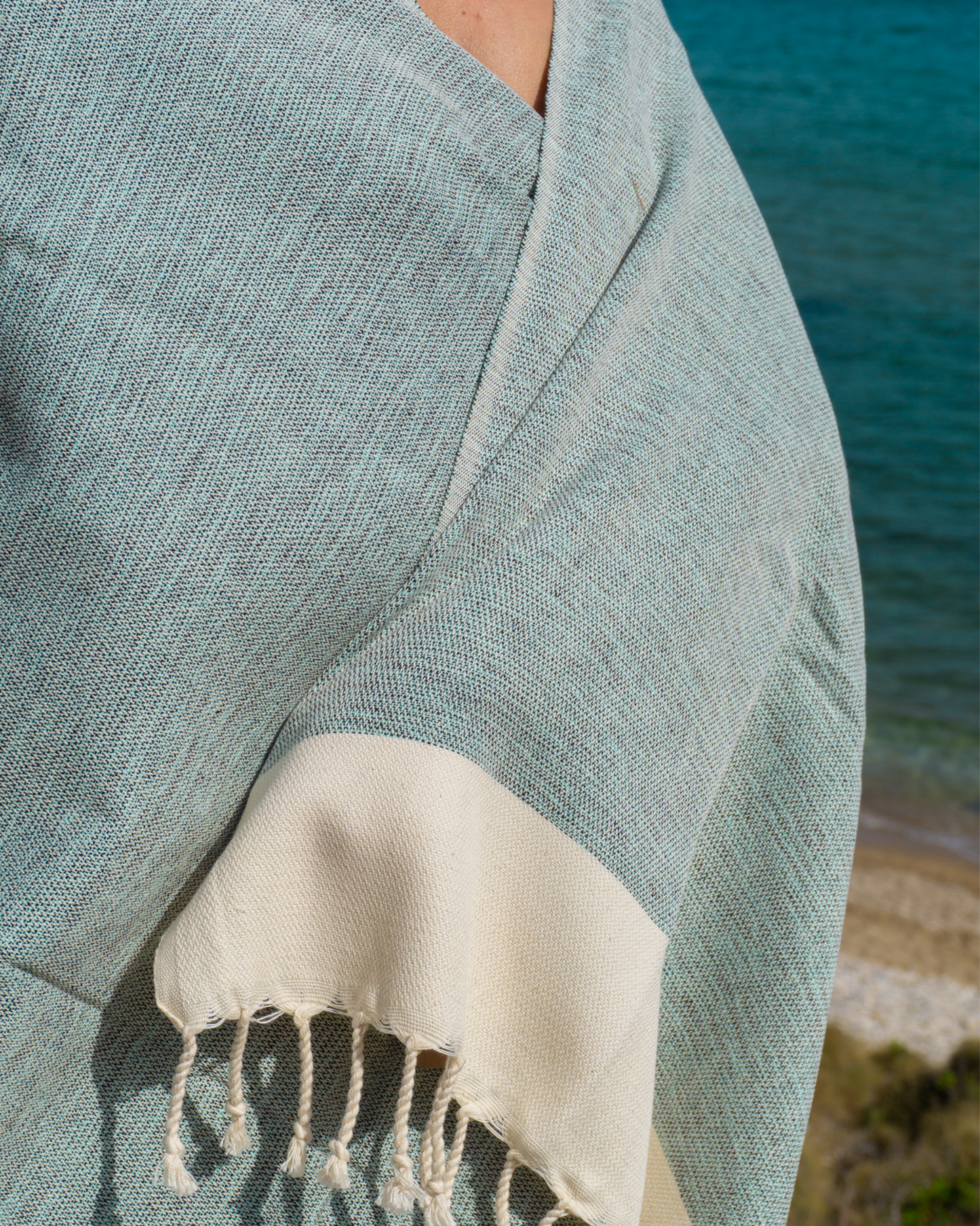 MANOLIA Beach Towel, Turkish Bath Hammam Towel, Spa & Sauna Towel - Turquoise