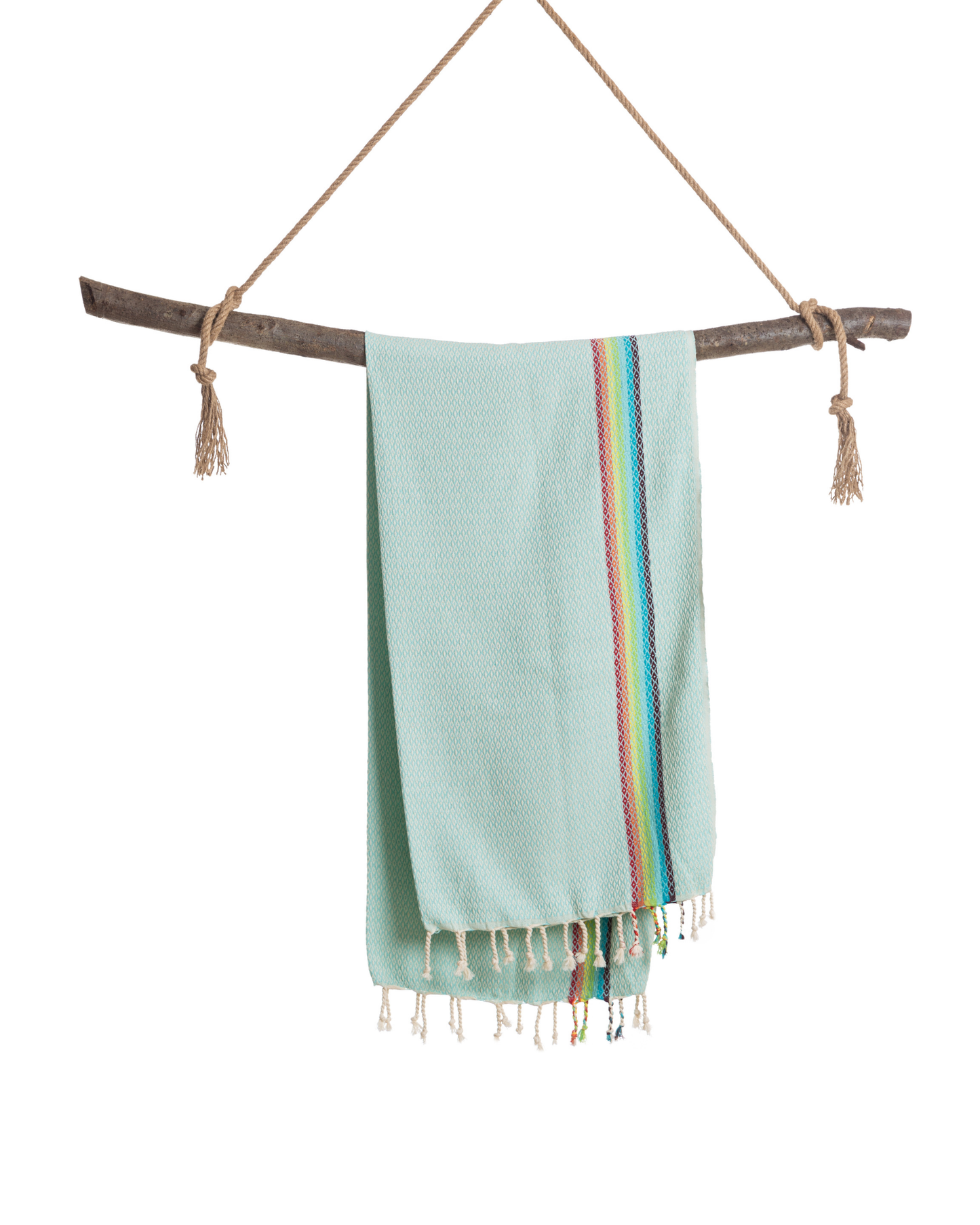 RAINBOW Beach Towel, Turkish Hammam Towel, Spa & Sauna Towel - Mint