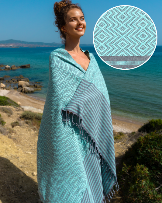 SAHARA Hammam Beach Towel, Spa Sauna Towel - Mint