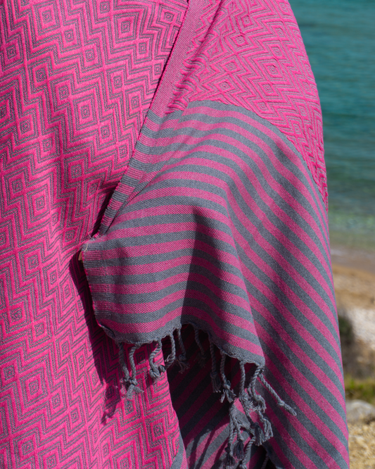 SAHARA Hammam Beach Towel, Spa Sauna Towel - Cherry Red