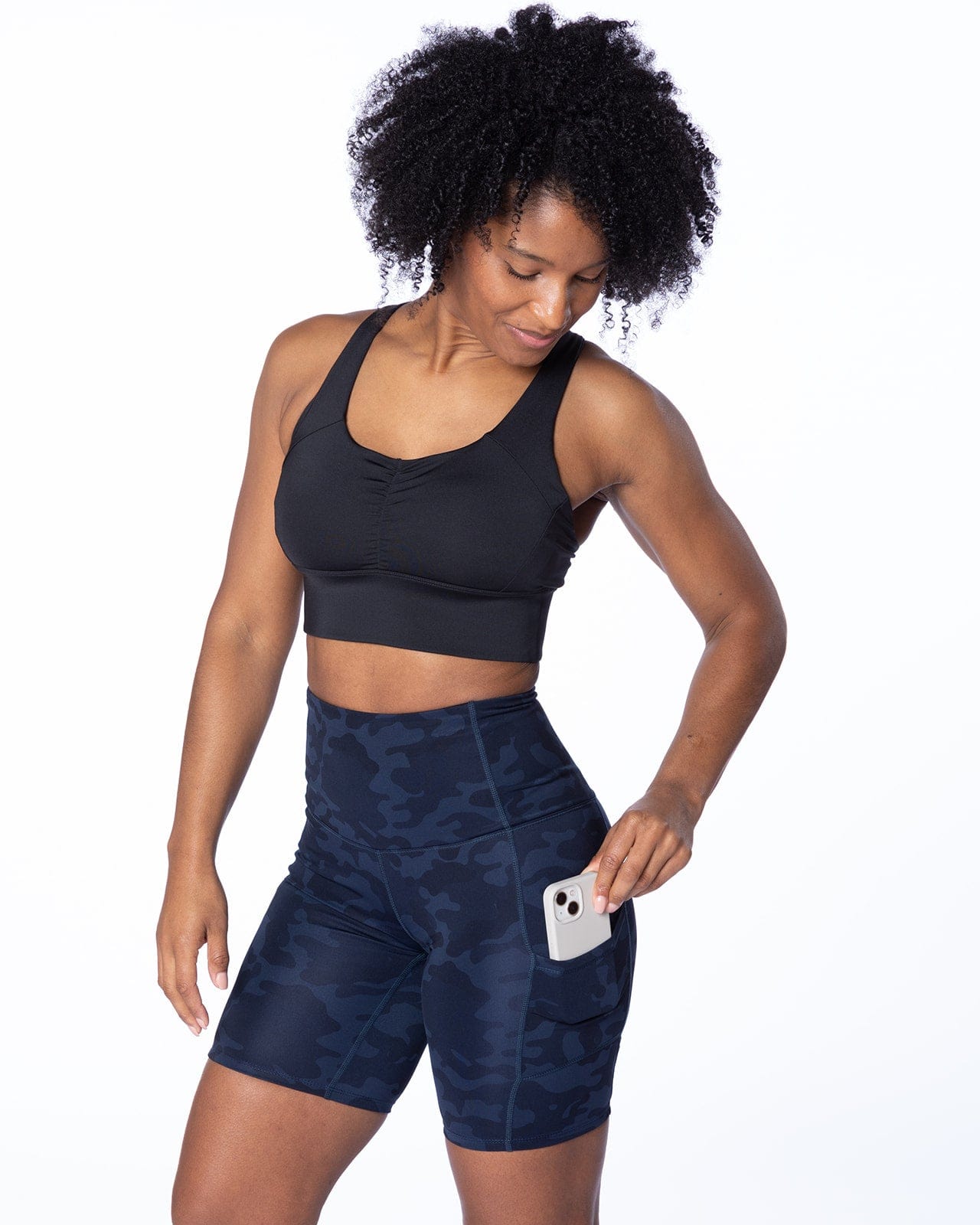 Hi Five High-Waisted Biker Short – Looker (Navy Camo)(XS/M)