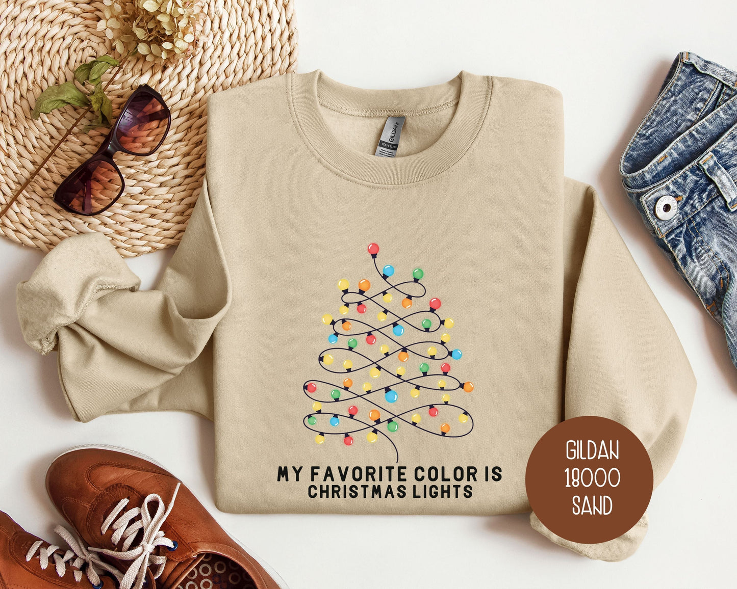 My Favorite Color is Christmas Lights Sweatshirt