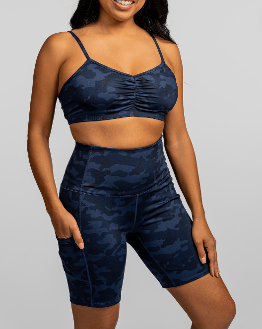 Hi Five High-Waisted Biker Short – Looker (Navy Camo)(XS/M)