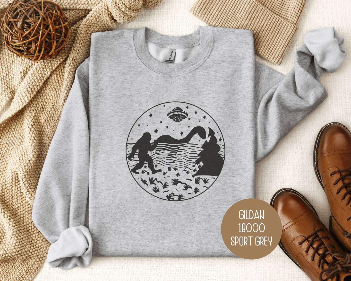 Bigfoot Loch Ness Monster UFO Sweatshirt