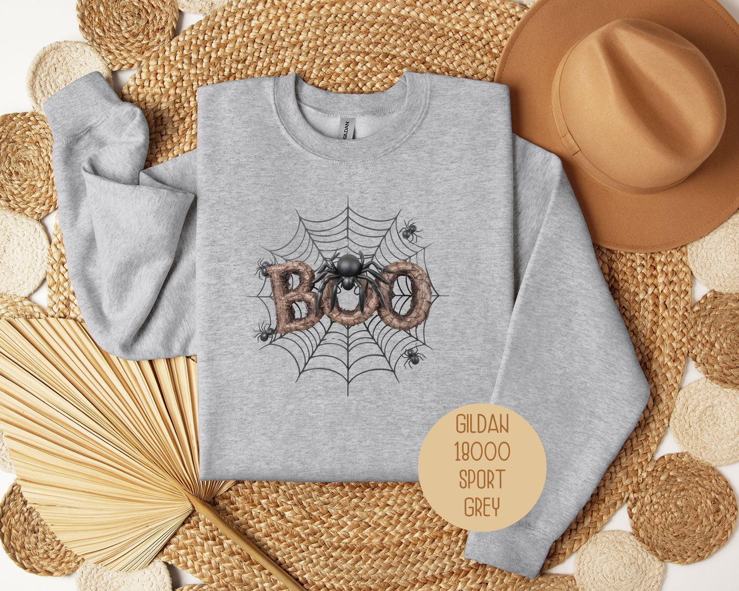 Boo Spider Spooky Halloween Groovy Sweatshirt