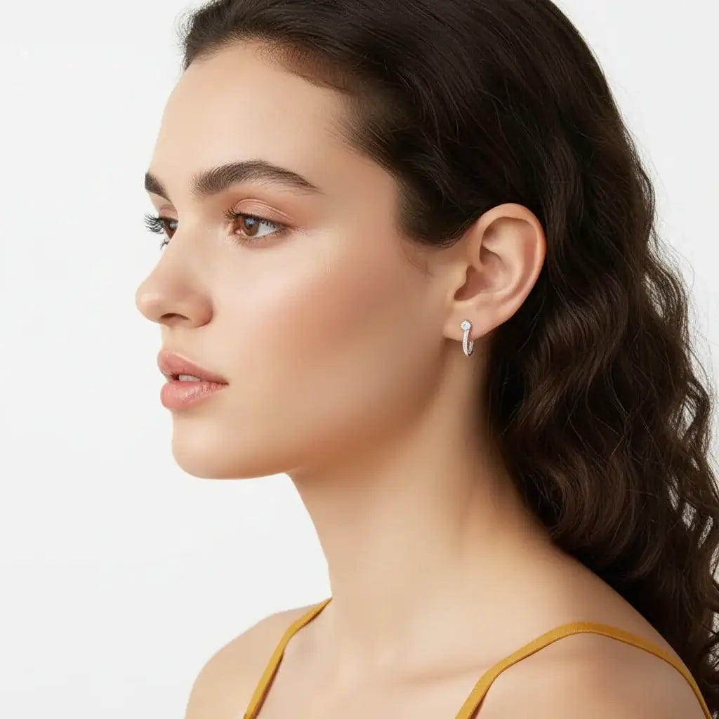 Sterling silver moissanite stud earrings Breasted Stud Earrings
