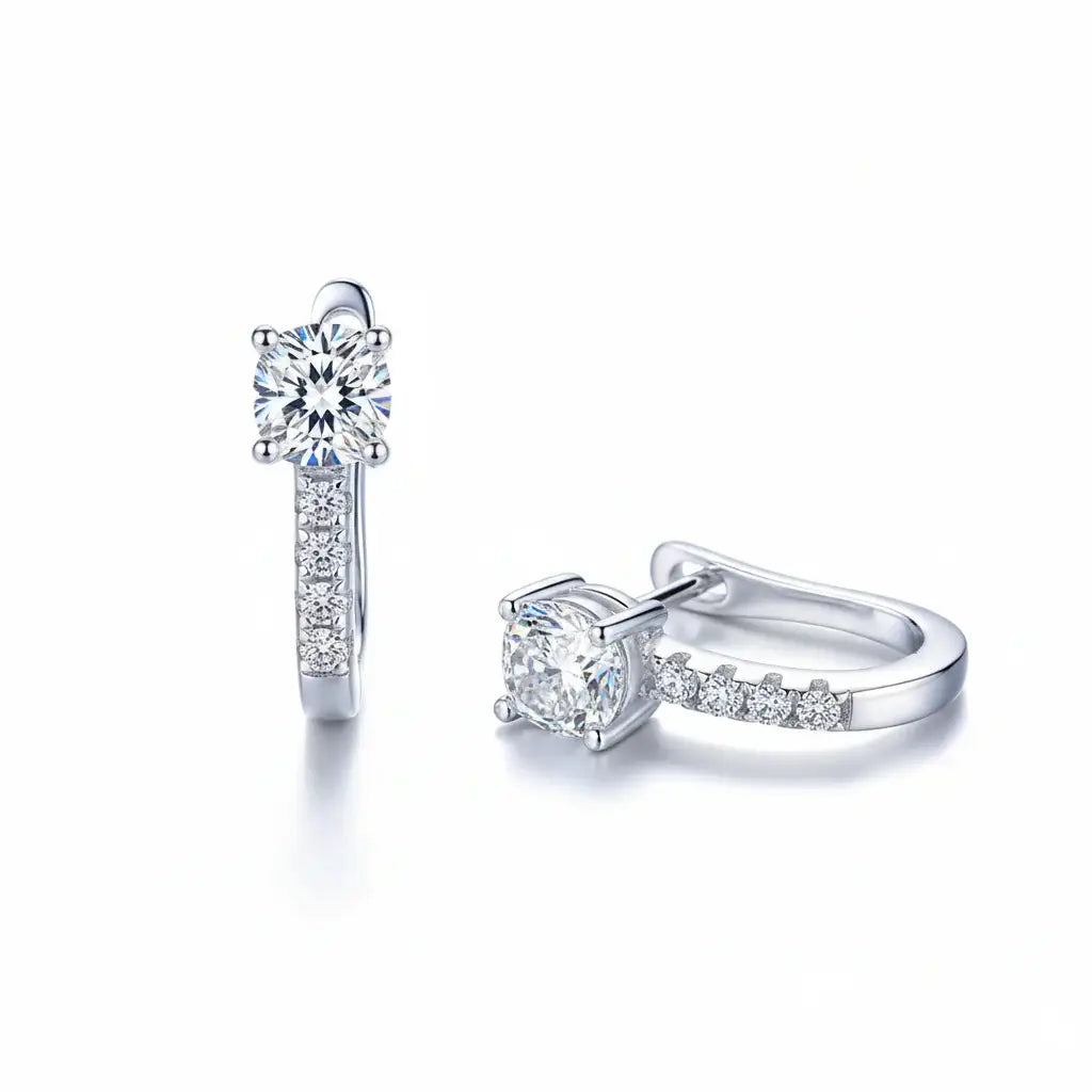 Sterling silver moissanite stud earrings Breasted Stud Earrings