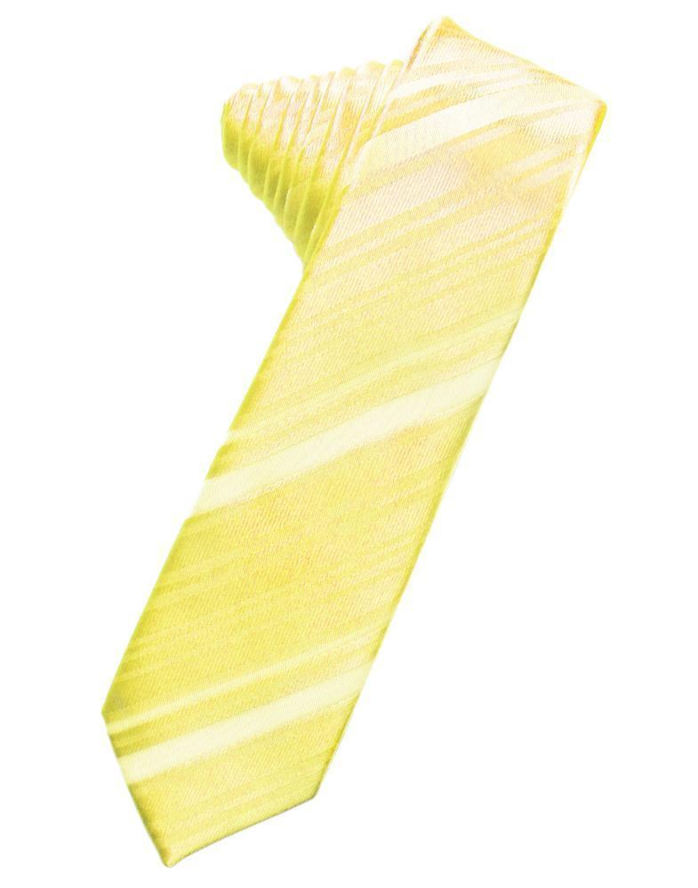 Striped Satin Skinny Necktie Self Tie