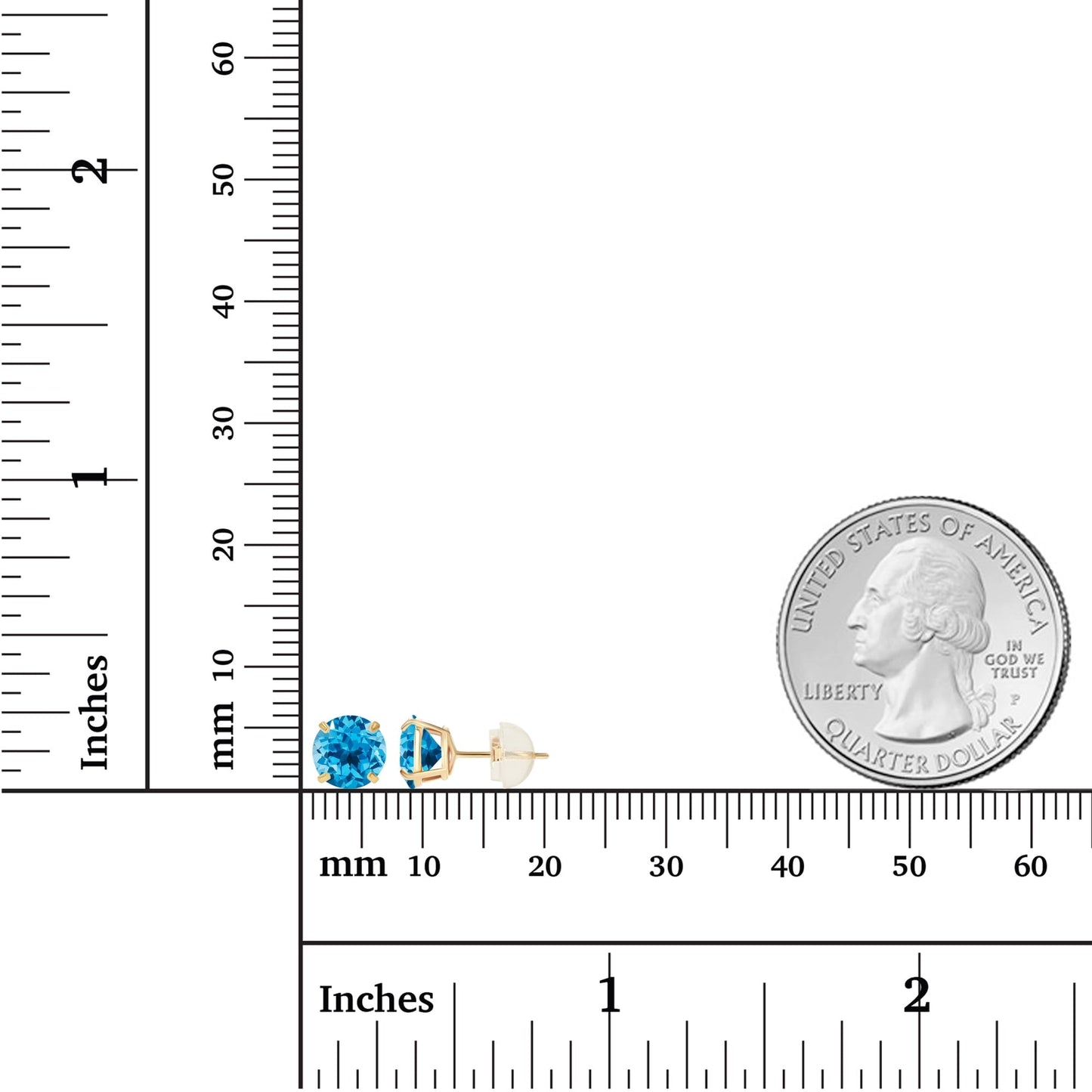 2.00 CTW Natural Swiss Blue Topaz Stud Earrings in 14K Yellow Gold