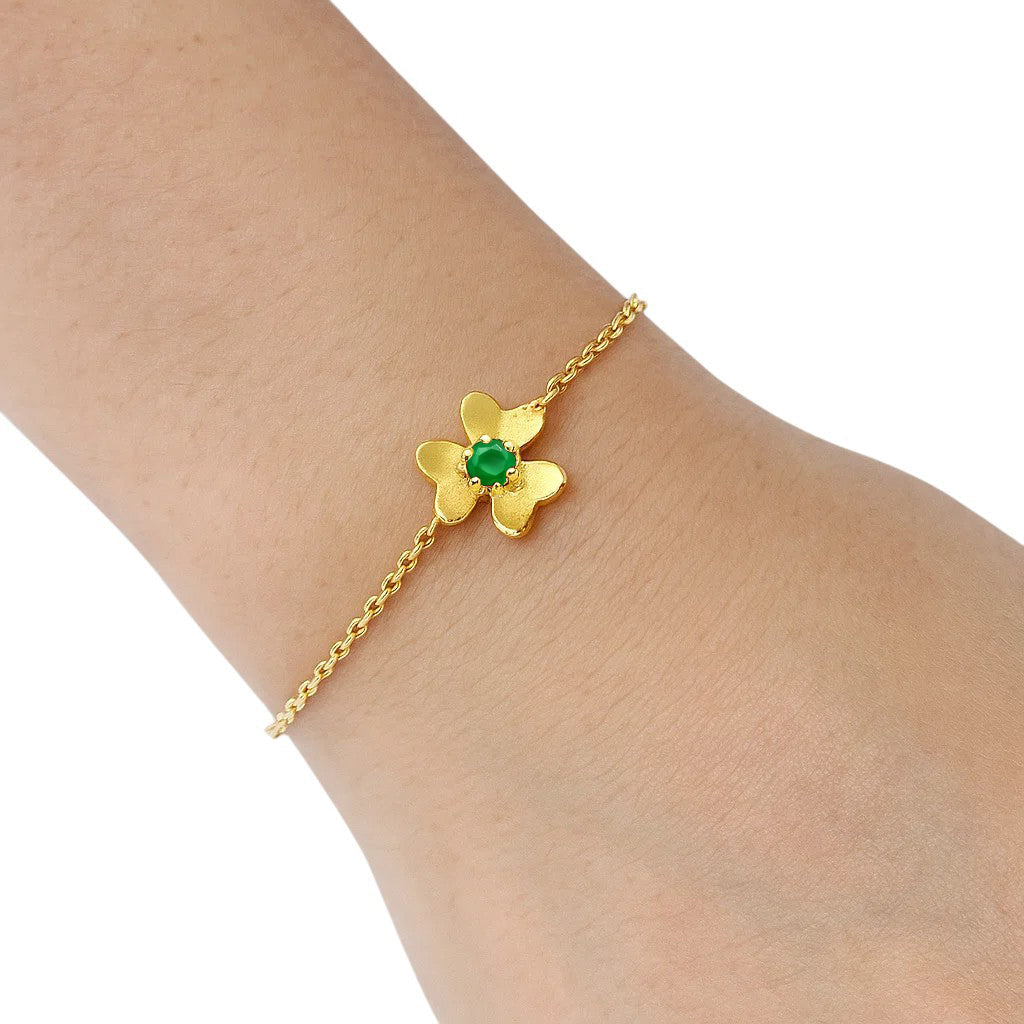 18K Gold Plated Flower Design Gemstone Chain Bracelet for Women TGB1006 BM-1053