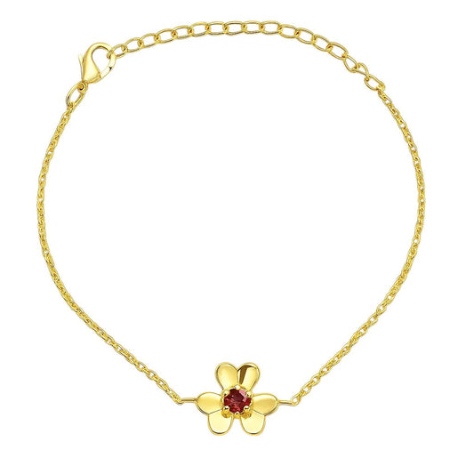 18K Gold Plated Flower Design Gemstone Chain Bracelet for Women TGB1006 BM-1053