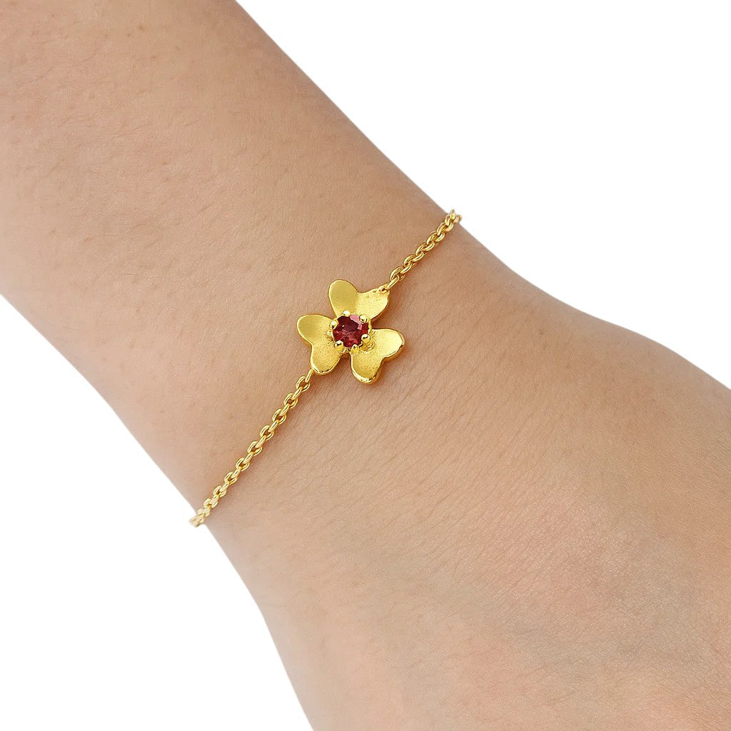 18K Gold Plated Flower Design Gemstone Chain Bracelet for Women TGB1006 BM-1053