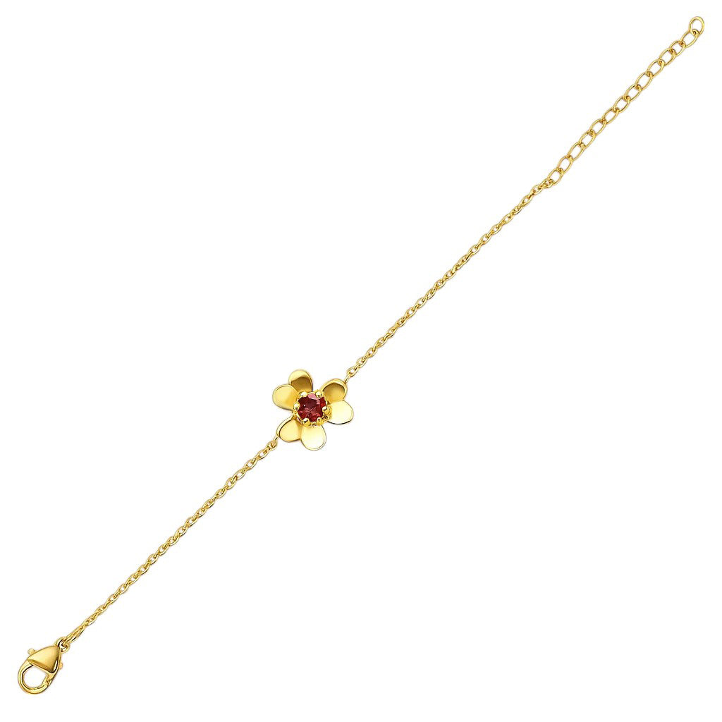 18K Gold Plated Flower Design Gemstone Chain Bracelet for Women TGB1006 BM-1053