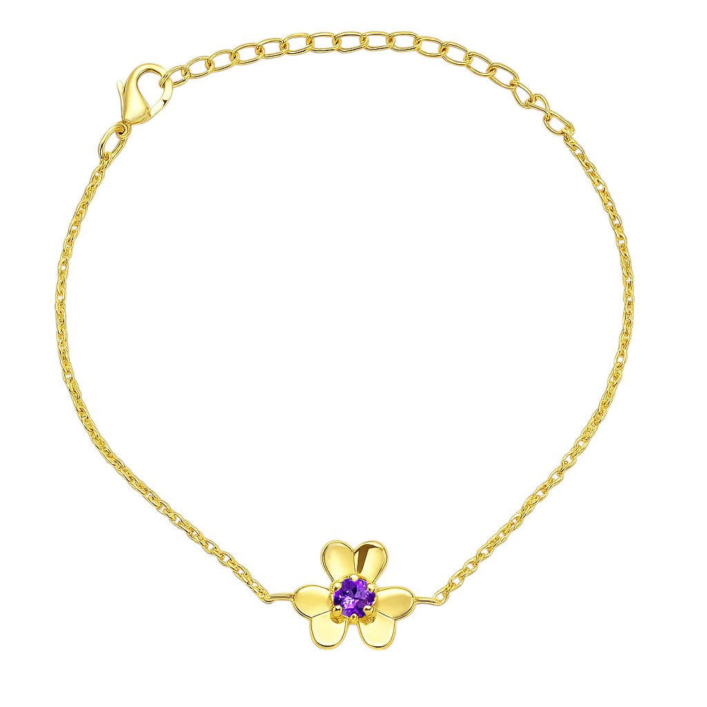 18K Gold Plated Flower Design Gemstone Chain Bracelet for Women TGB1006 BM-1053