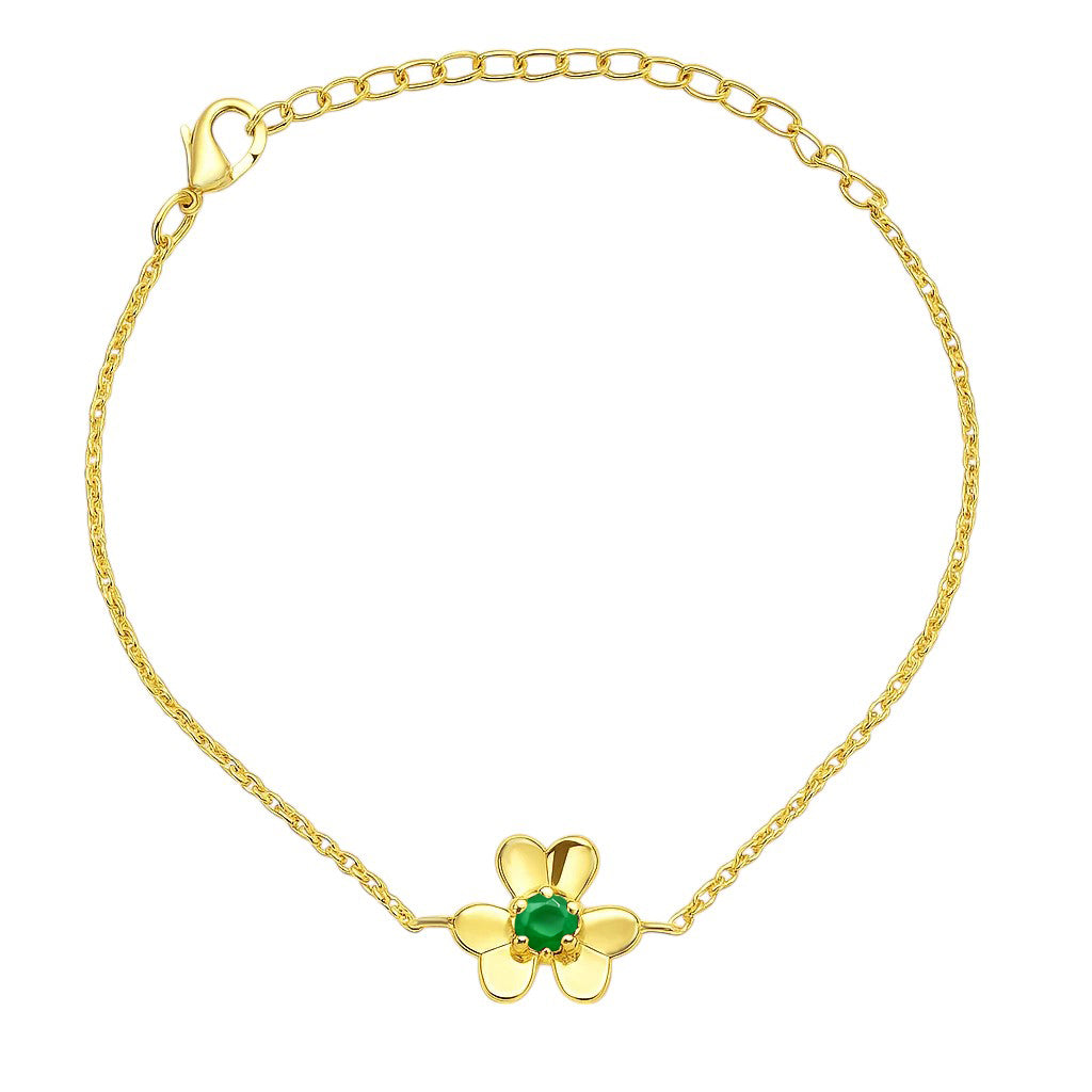 18K Gold Plated Flower Design Gemstone Chain Bracelet for Women TGB1006 BM-1053