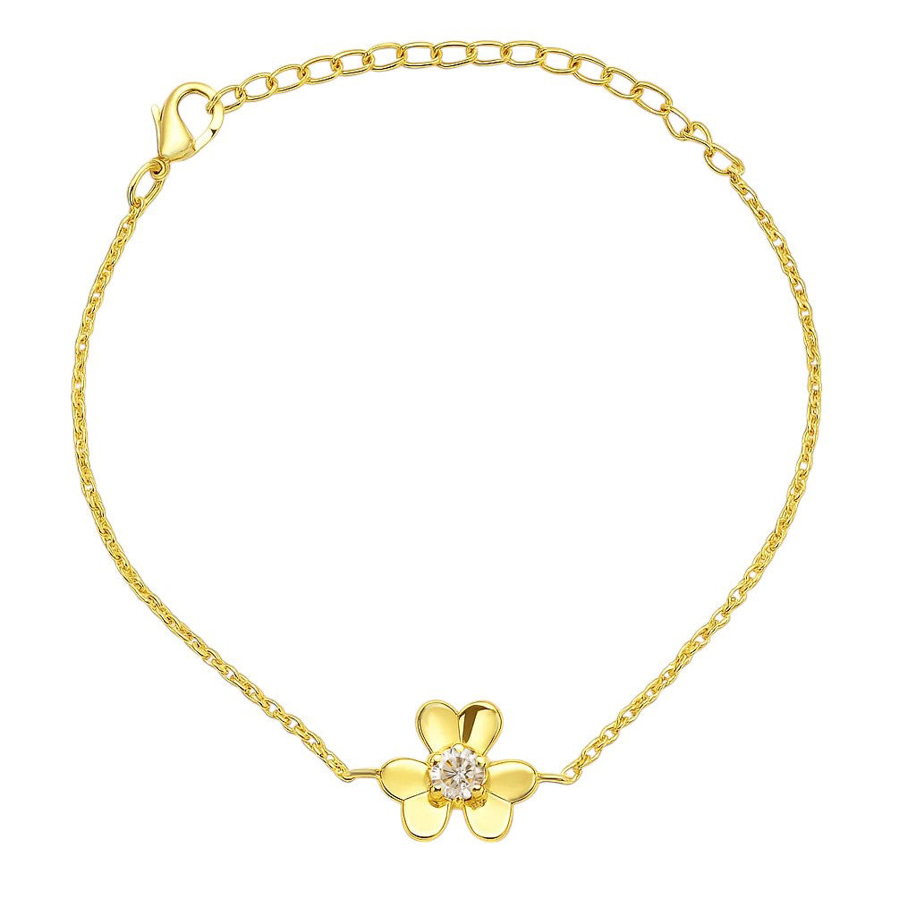 18K Gold Plated Flower Design Gemstone Chain Bracelet for Women TGB1006 BM-1053