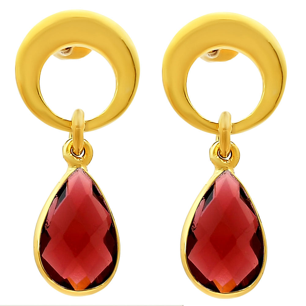 Modern Circle Teardrop Colorful Gemstone Earrings in 18K Gold Plated TGE1024 EM-1259
