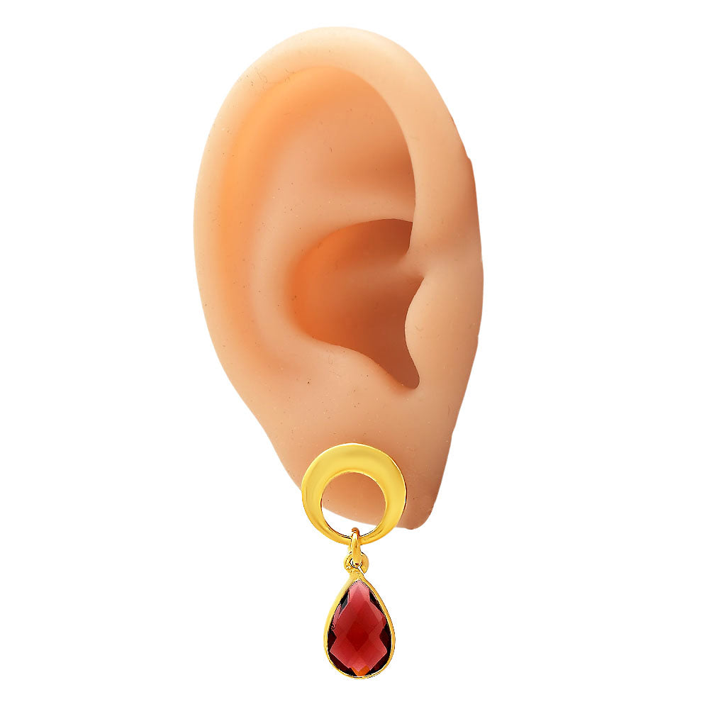Modern Circle Teardrop Colorful Gemstone Earrings in 18K Gold Plated TGE1024 EM-1259