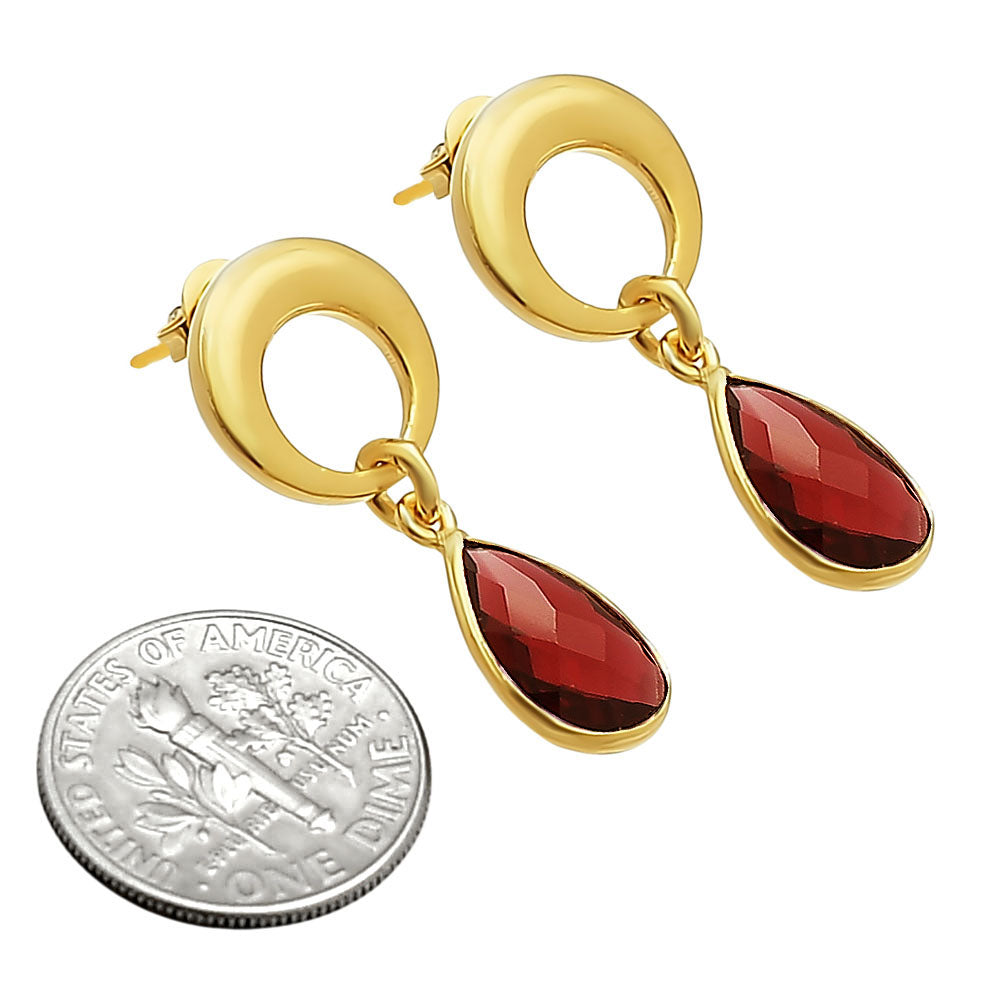 Modern Circle Teardrop Colorful Gemstone Earrings in 18K Gold Plated TGE1024 EM-1259