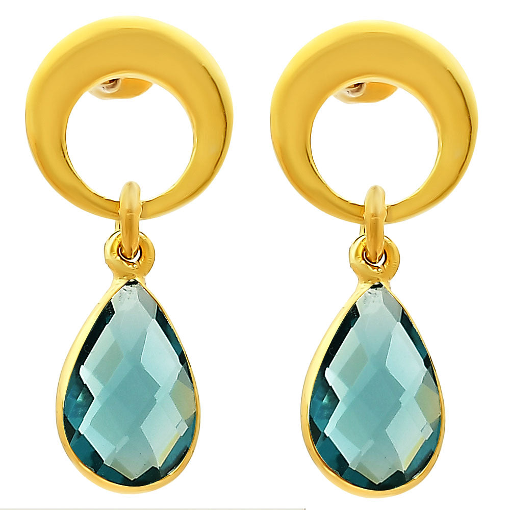 Modern Circle Teardrop Colorful Gemstone Earrings in 18K Gold Plated TGE1024 EM-1259