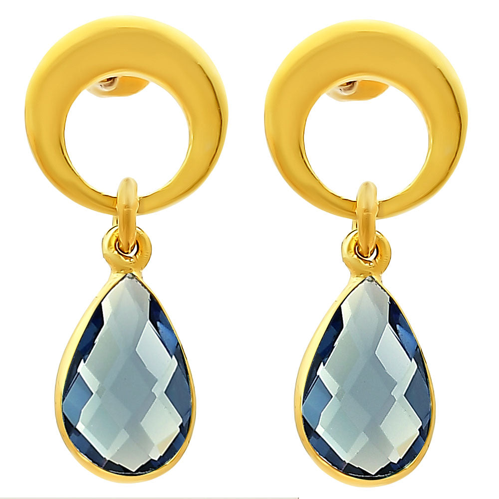 Modern Circle Teardrop Colorful Gemstone Earrings in 18K Gold Plated TGE1024 EM-1259
