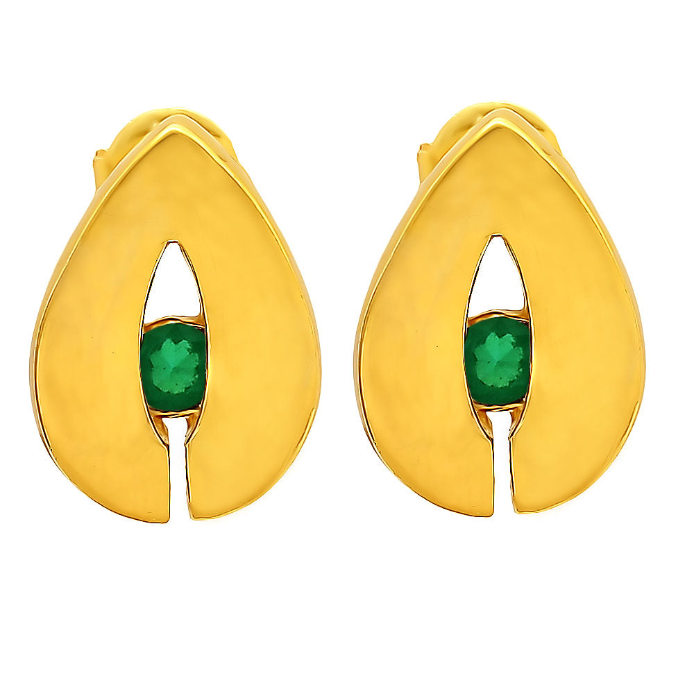 18K Gold Plated Teardrop Gemstone Stud Earrings for Women, Modern TGE1029 EM-1282