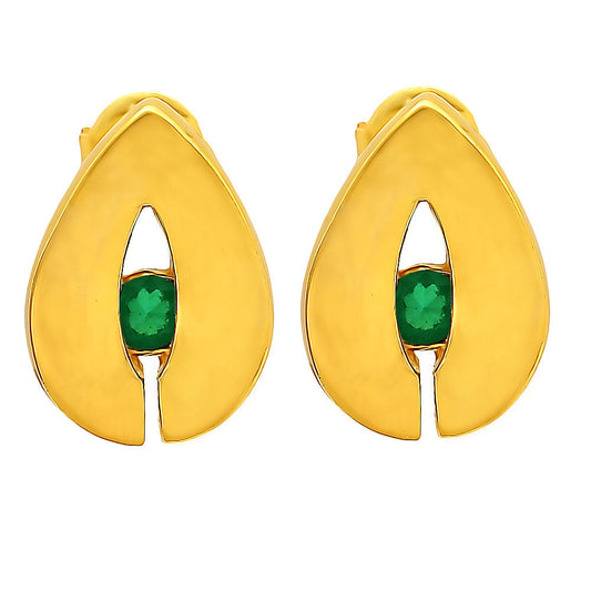 18K Gold Plated Teardrop Gemstone Stud Earrings for Women, Modern TGE1029 EM-1282
