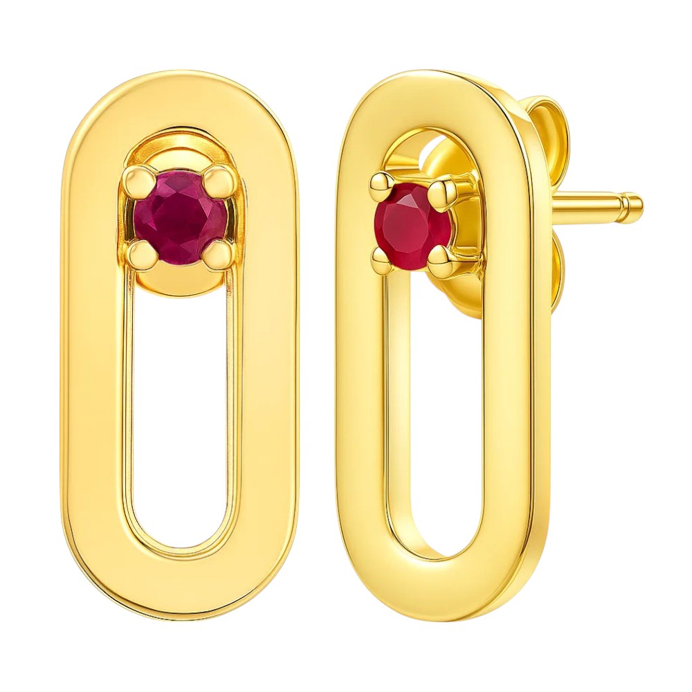 18K Gold Plated Jewelry Oval Gemstone Studs, Minimalist Everyday TGE1041 EM-1296