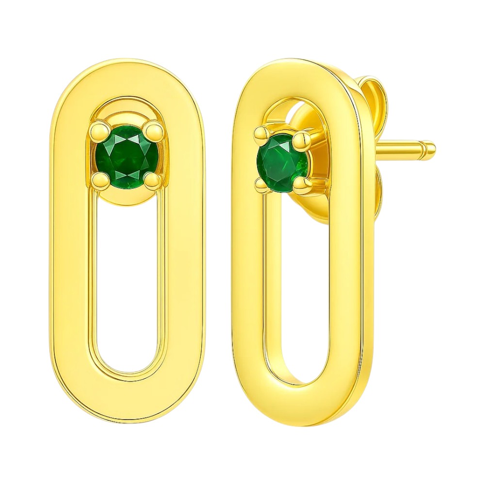 18K Gold Plated Jewelry Oval Gemstone Studs, Minimalist Everyday TGE1041 EM-1296